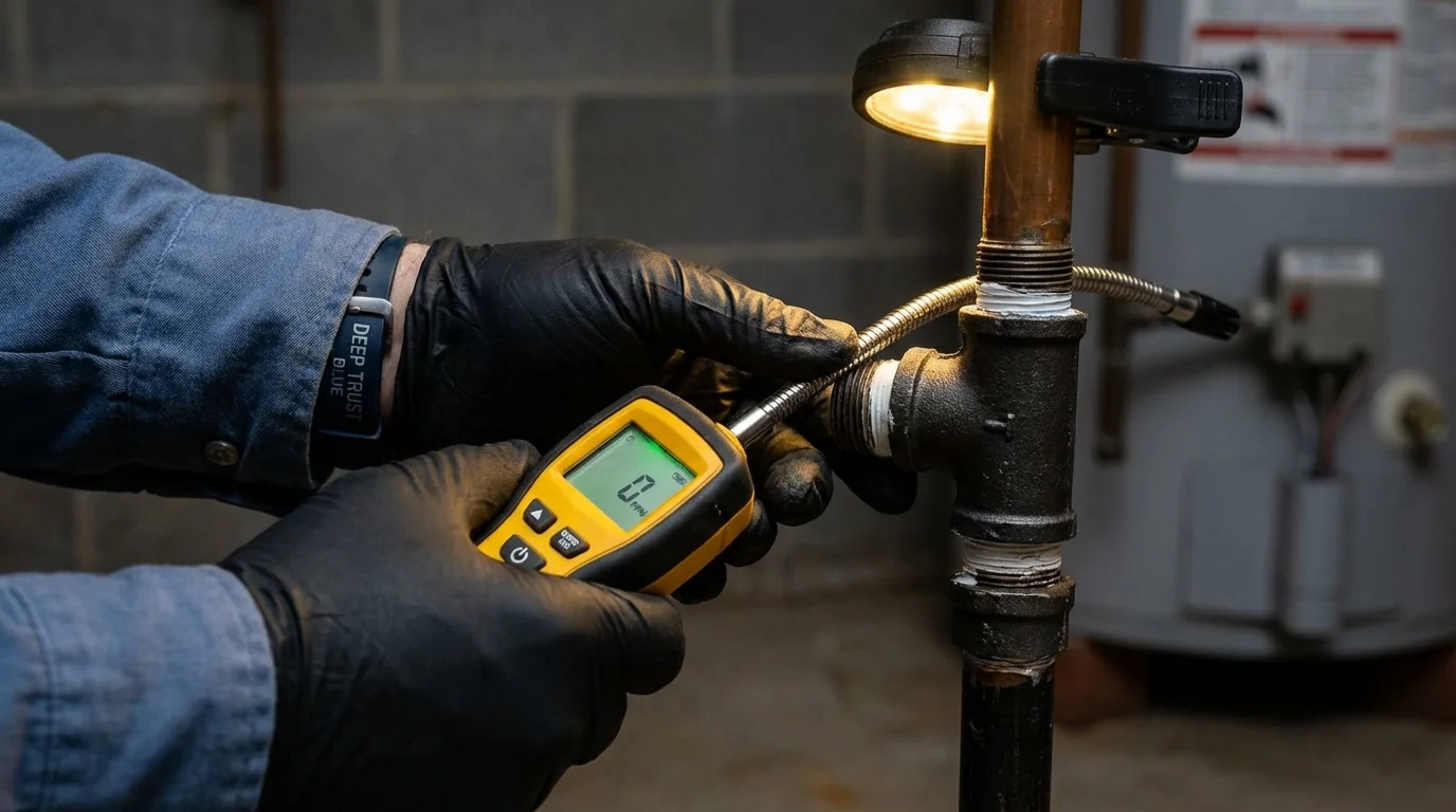 Gas leak detection with electronic sniffer by Johns Plumbing LLC in Patterson